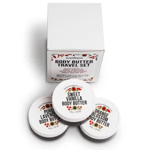 Travel Size Body Butter Set w/Orange Blossom, Lavender & Sweet Vanilla Body Creams - TSA Approved Travel Size Products, Mini Purse Essentials Items Women - Travel Lotion 3x2oz Jars