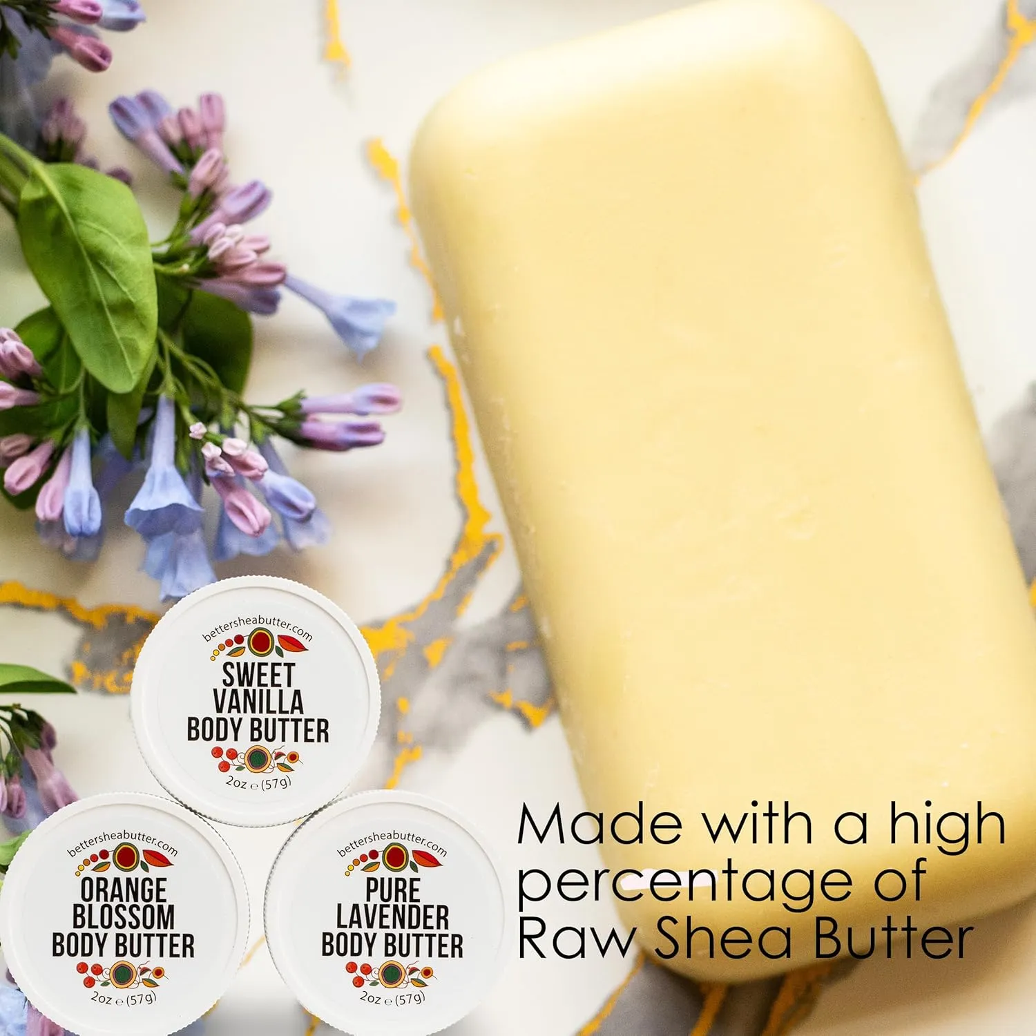 Travel Size Body Butter Set w/Orange Blossom, Lavender & Sweet Vanilla Body Creams - TSA Approved Travel Size Products, Mini Purse Essentials Items Women - Travel Lotion 3x2oz Jars