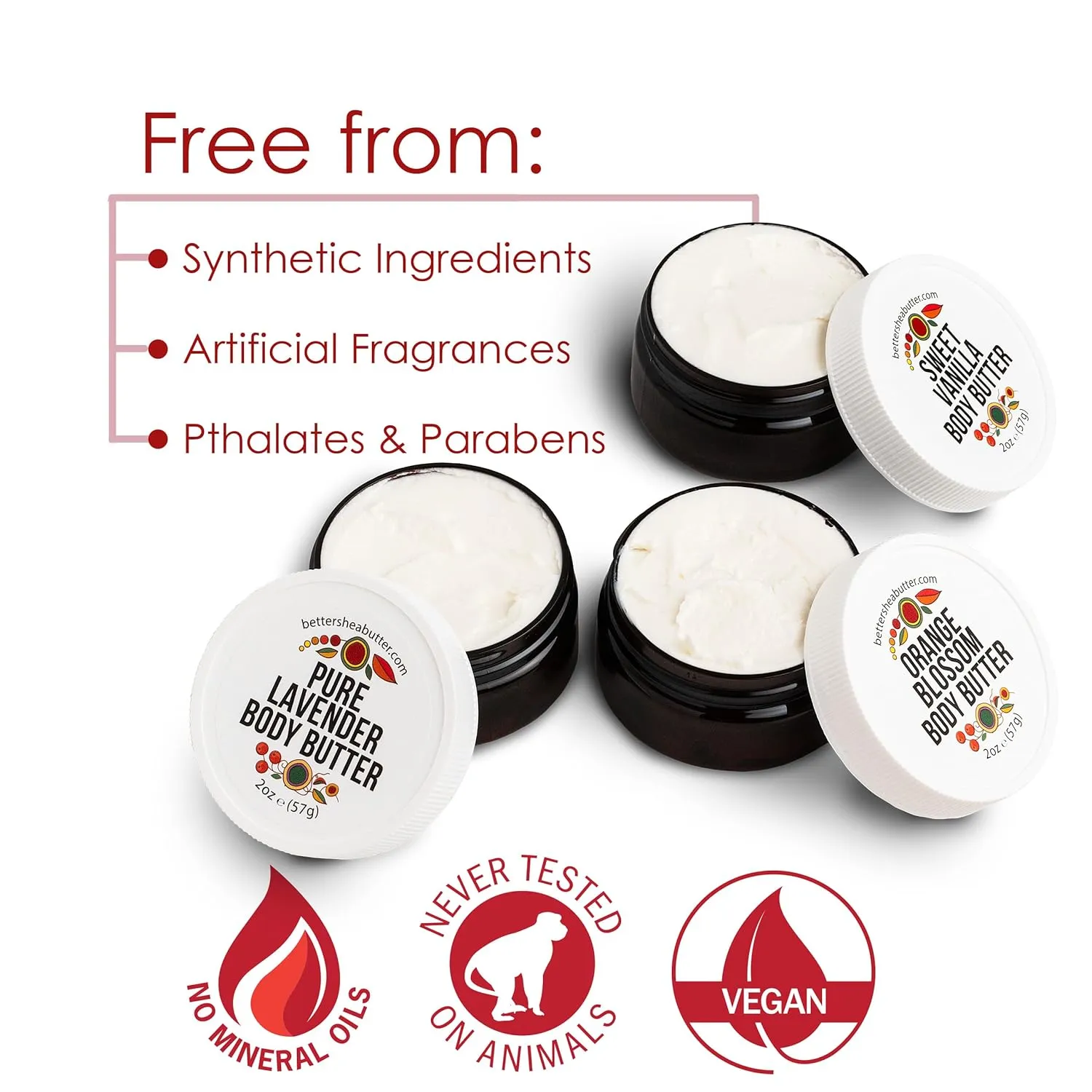 Travel Size Body Butter Set w/Orange Blossom, Lavender & Sweet Vanilla Body Creams - TSA Approved Travel Size Products, Mini Purse Essentials Items Women - Travel Lotion 3x2oz Jars