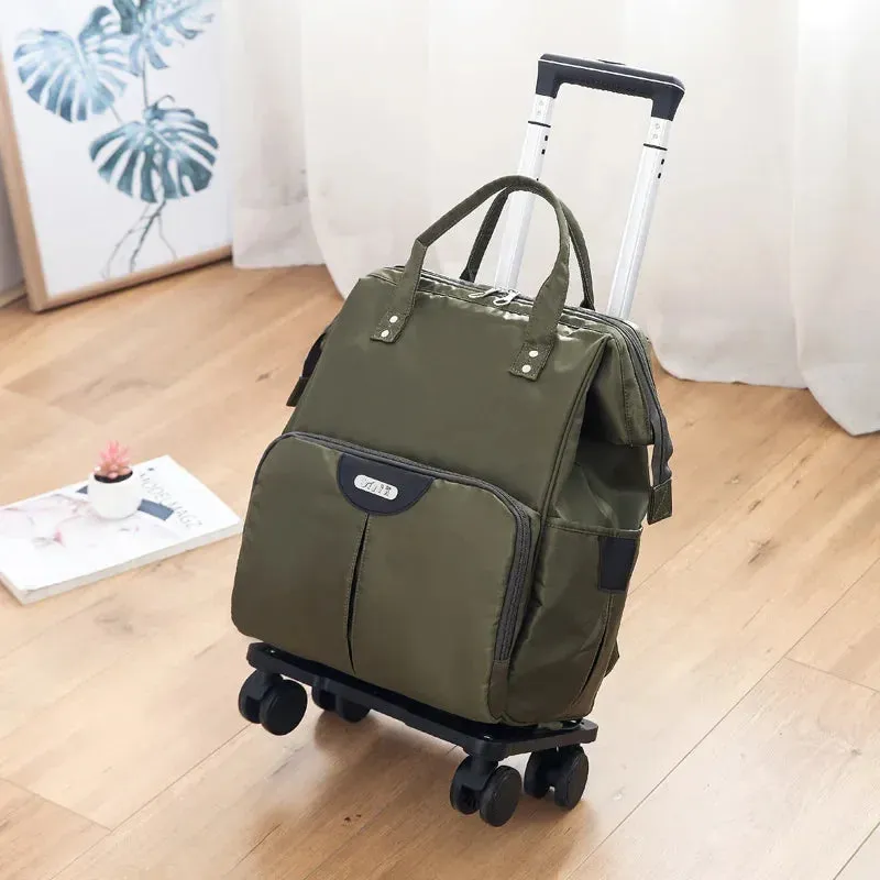 Travel Trolley Bag for Women – Oxford Large Capacity Wheeled Backpack