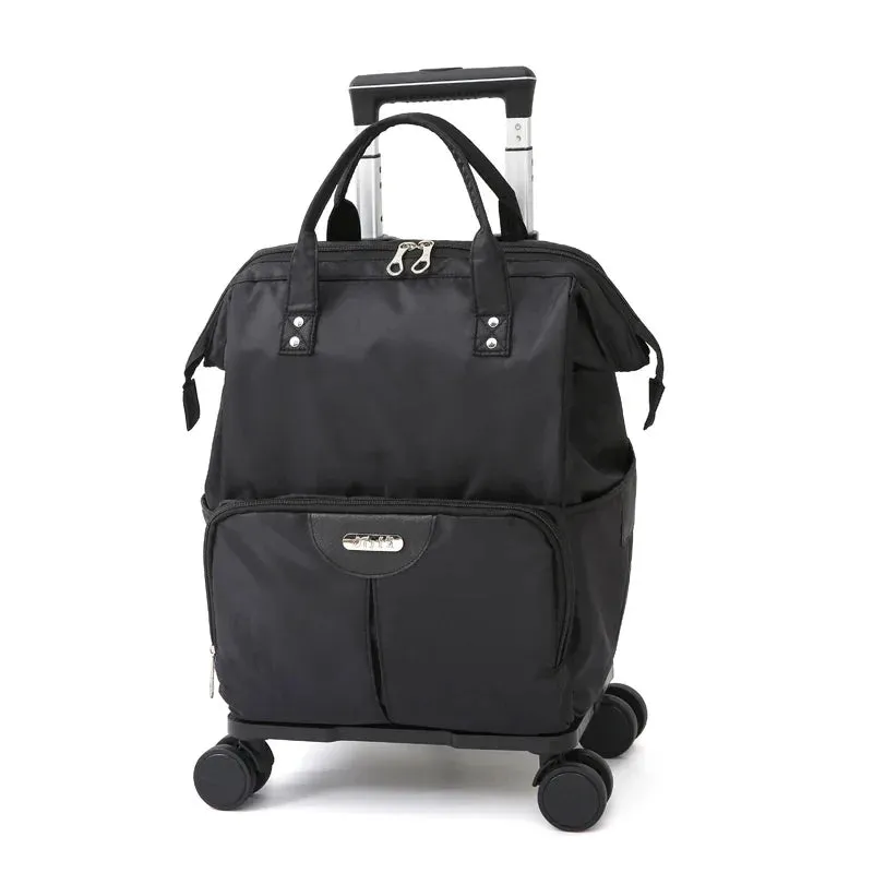 Travel Trolley Bag for Women – Oxford Large Capacity Wheeled Backpack