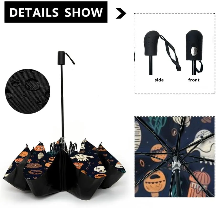 Travel Umbrella for Rain Windproof Cloisonne and evening sky inspired tile Automatic Cute Portable Compact Umbrella for Women Purse Backpack Car Black Sun UV Protection