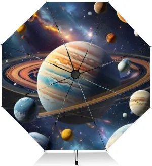 Travel Umbrella for Rain Windproof Cloisonne and evening sky inspired tile Automatic Cute Portable Compact Umbrella for Women Purse Backpack Car Black Sun UV Protection