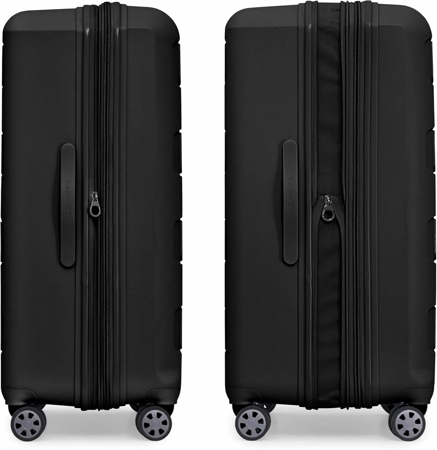 Traveler's Choice Pagosa Indestructible Hardshell Expandable Spinner Luggage, Black, Check-in Only
