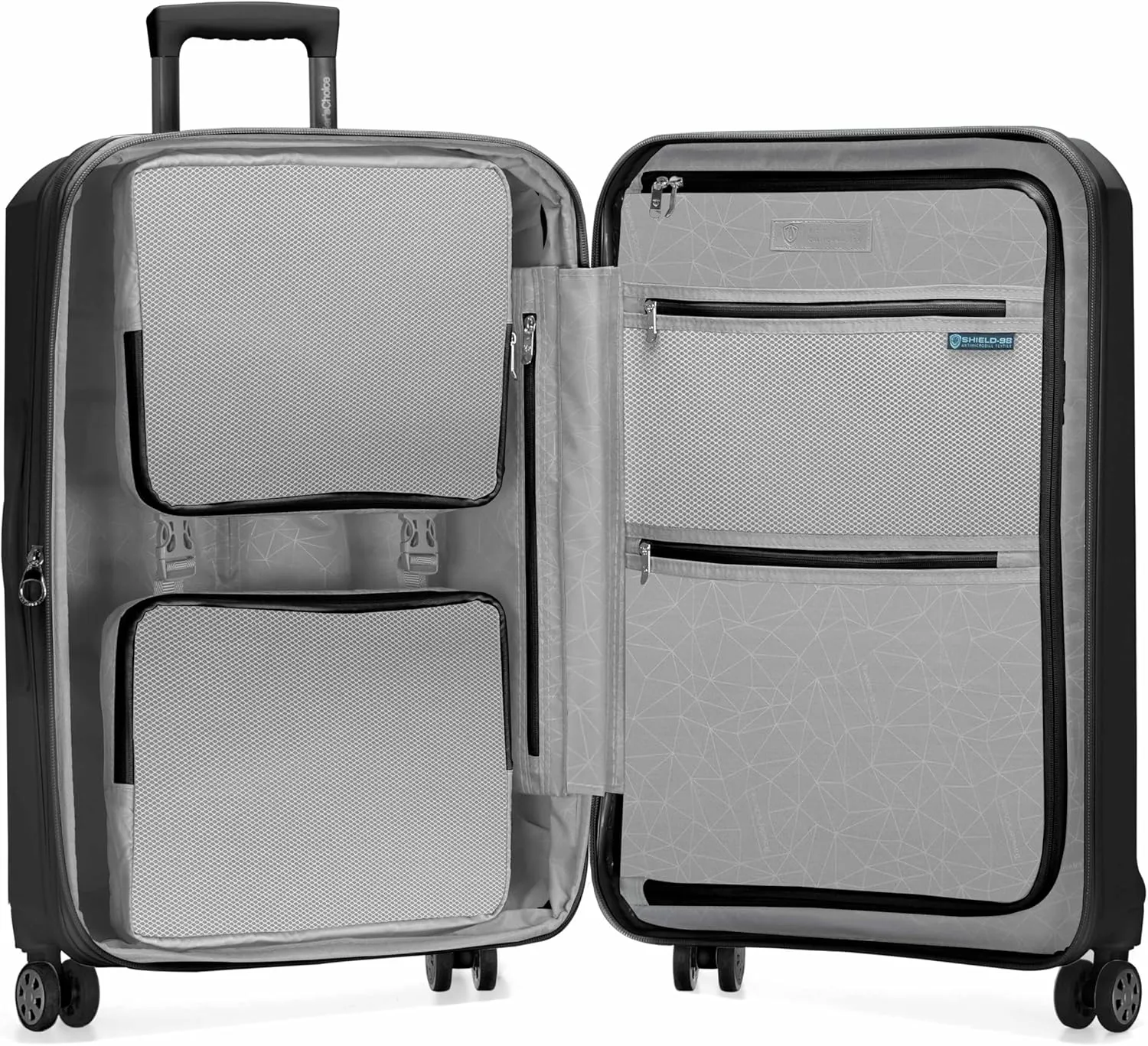Traveler's Choice Pagosa Indestructible Hardshell Expandable Spinner Luggage, Black, Check-in Only