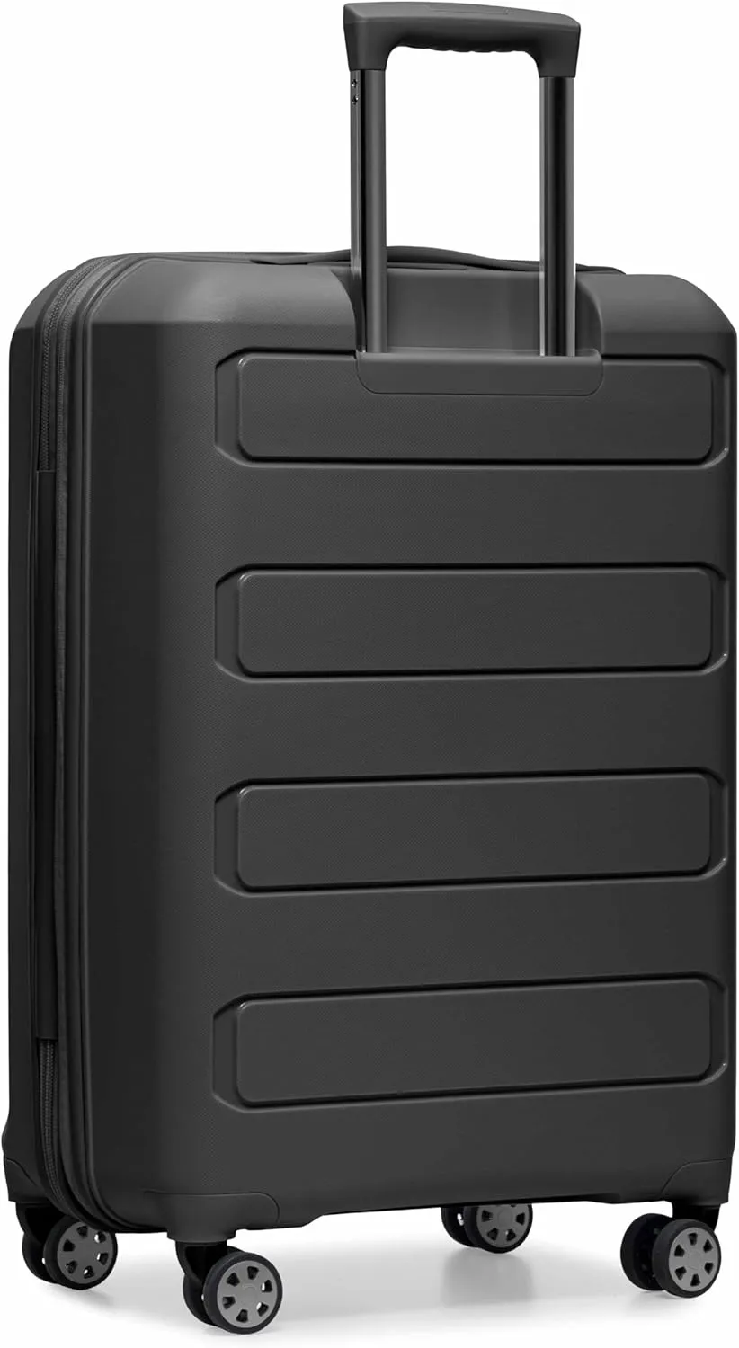 Traveler's Choice Pagosa Indestructible Hardshell Expandable Spinner Luggage, Black, Check-in Only