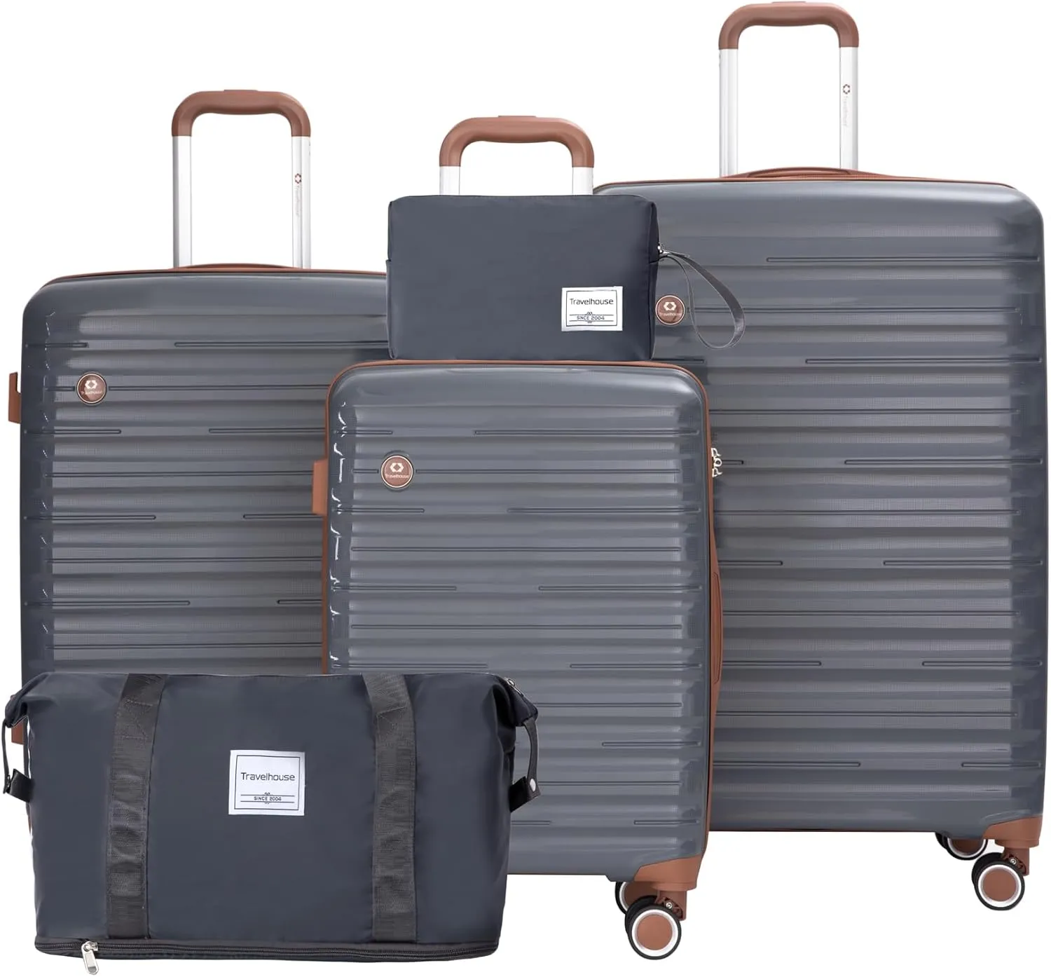 Travelhouse Luggage Sets 5 Piece Suitcases with Wheels ABS Hardshell Suitcase Set Spinner Wheels Carry on Suitcase with TSA Lock Durable Waterproof Travel Luggage (GRAY)