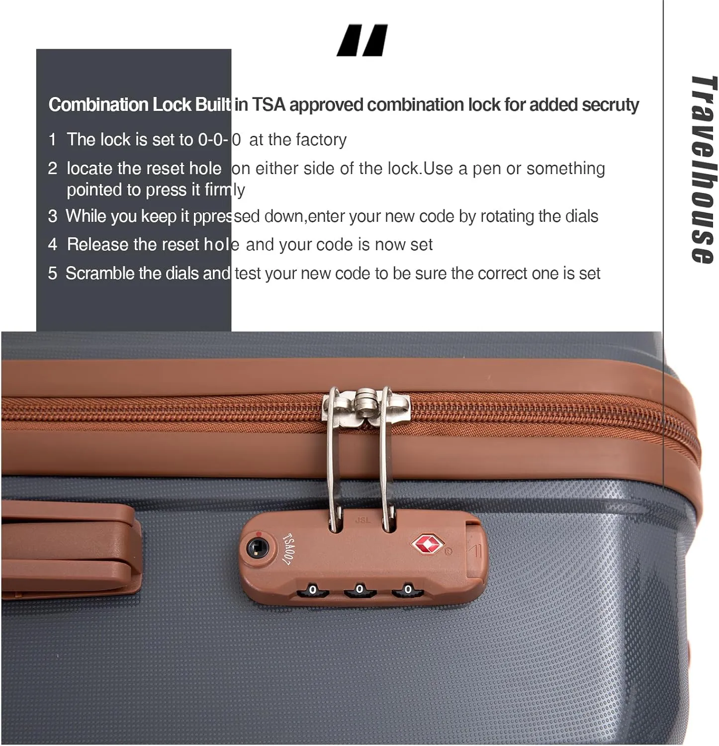 Travelhouse Luggage Sets 5 Piece Suitcases with Wheels ABS Hardshell Suitcase Set Spinner Wheels Carry on Suitcase with TSA Lock Durable Waterproof Travel Luggage (GRAY)
