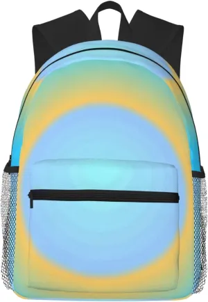 Trendy Aqua Blue Yellow Modern Lightweight Packable Backpack Travel Casual Hiking Daypack Foldable Backpack For Men Women