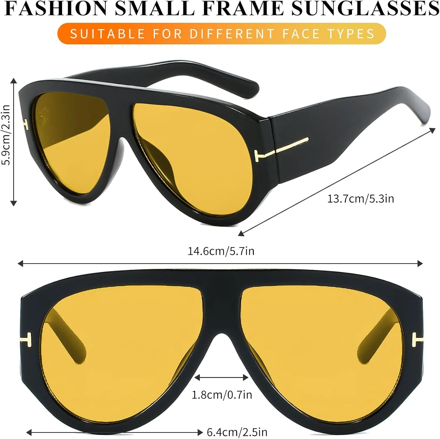 Trendy Oversized Aviator Sunglasses for Women Men Square Thick Frame Large Sun Glasses UV400 Protection