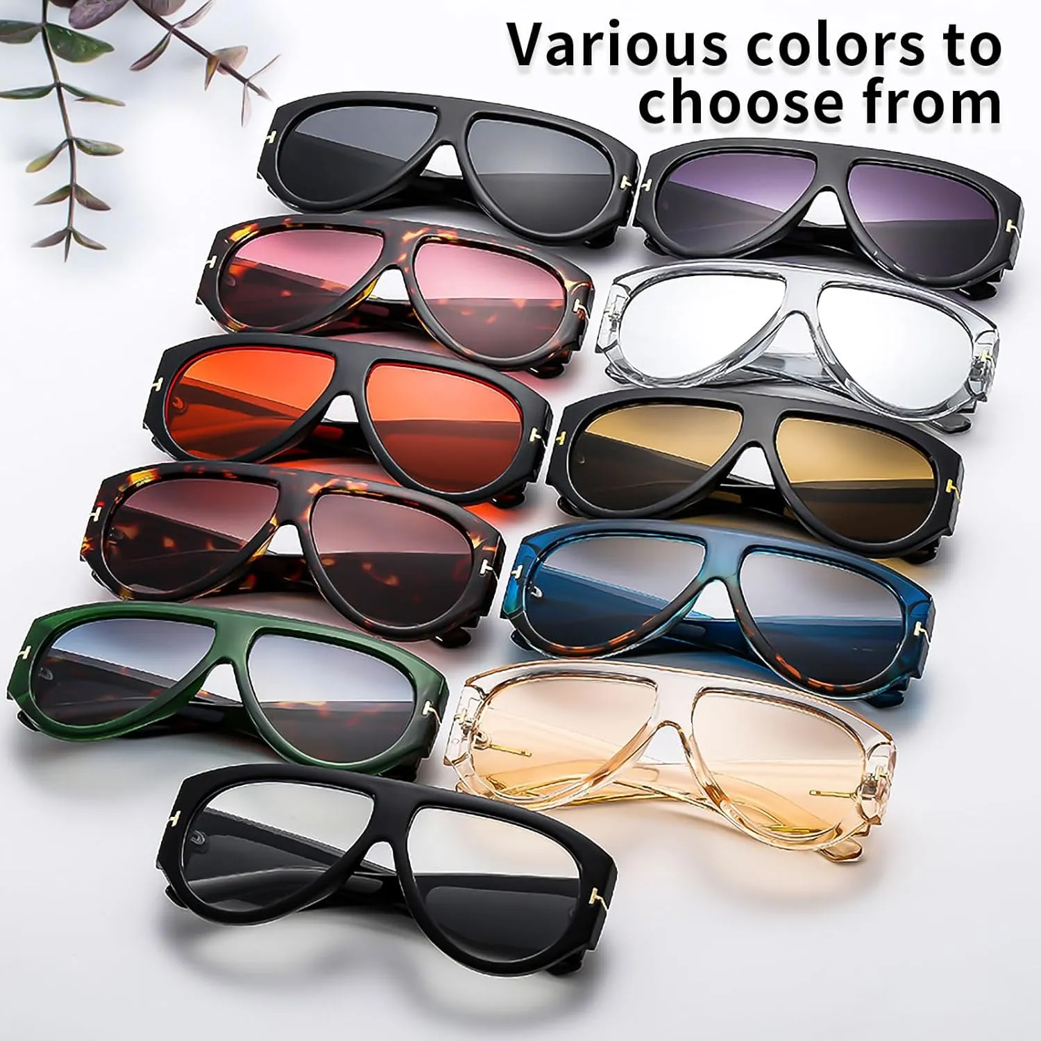 Trendy Oversized Aviator Sunglasses for Women Men Square Thick Frame Large Sun Glasses UV400 Protection