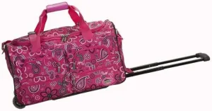 Tribal Treasures Rolling 22" Duffle Bag - Durable Rolling Duffle with Comfort Grip Handle, Detachable Shoulder Strap, and Large Top-Zip Compartment
