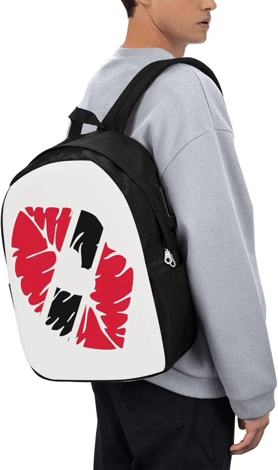Trinidad Tobago Lips Flag Kiss Laptop Backpacks Travel Backpack Casual Business Daypack Sport Rucksack Computer Bag Fits up to 17 Inch Notebook with USB Port