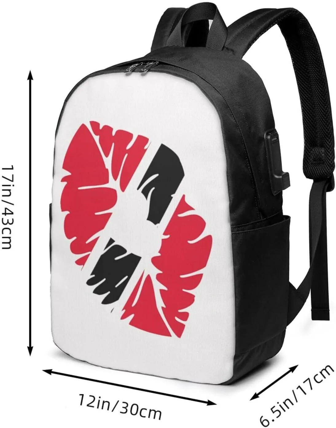 Trinidad Tobago Lips Flag Kiss Laptop Backpacks Travel Backpack Casual Business Daypack Sport Rucksack Computer Bag Fits up to 17 Inch Notebook with USB Port