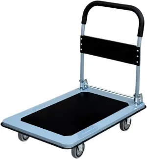 Trolley Flatbed Trolley Folding Trolley Warehouse Handling Towing Express Delivery Thickened Steel Four-Wheel Trolley Shopping Cart(Small)