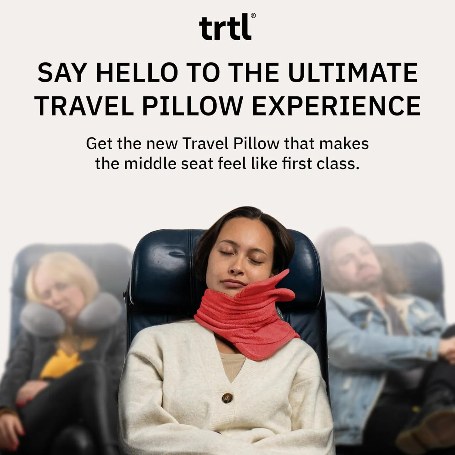 trtl Travel and Airplane Pillow - Real Sleeping Experience on Long Flights - Neck and Shoulder Support - Super-Soft, Lightweight, Easy-to-Carry, and Machine-Washable Flight Pillow - Coral
