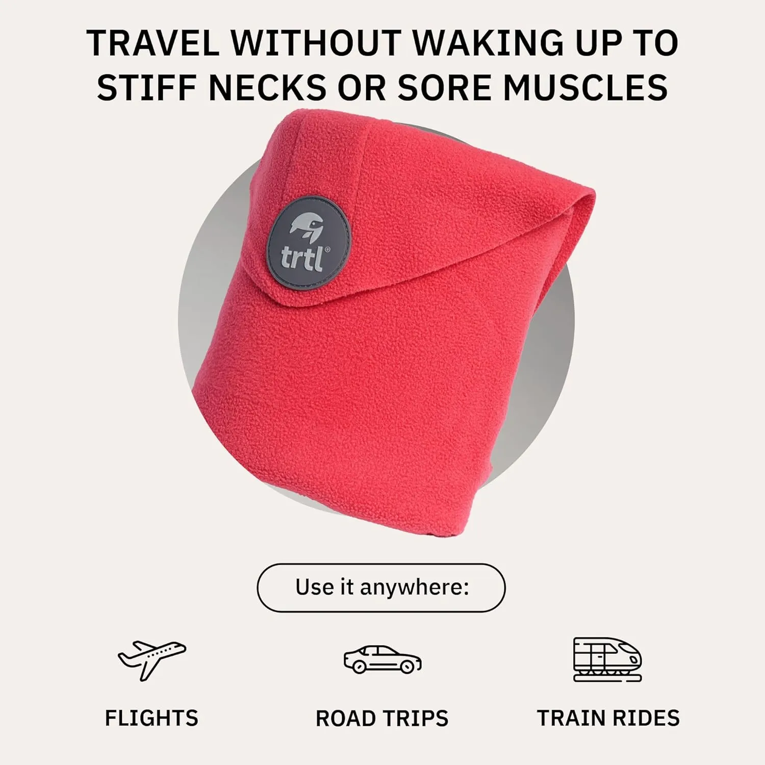 trtl Travel and Airplane Pillow - Real Sleeping Experience on Long Flights - Neck and Shoulder Support - Super-Soft, Lightweight, Easy-to-Carry, and Machine-Washable Flight Pillow - Coral