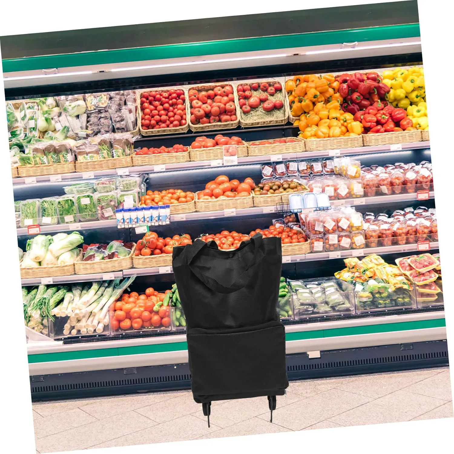 Tug Bag Tey Bag with Wheel Foldable Wheelbarrow Bags Shopping Pouch Foldable Grocery Bag Portable Dolly