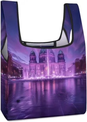 Twilight Sky with Berlin Cathedral Grocery Shopping Bags Foldable Tote Bags Casual Handbags Purses Work Bag for Women