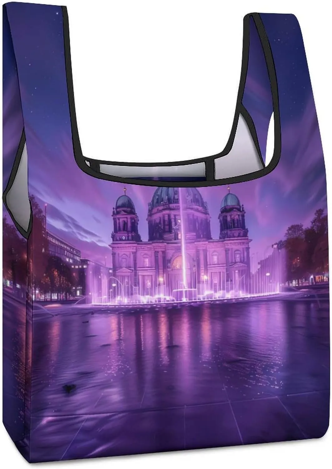 Twilight Sky with Berlin Cathedral Grocery Shopping Bags Foldable Tote Bags Casual Handbags Purses Work Bag for Women