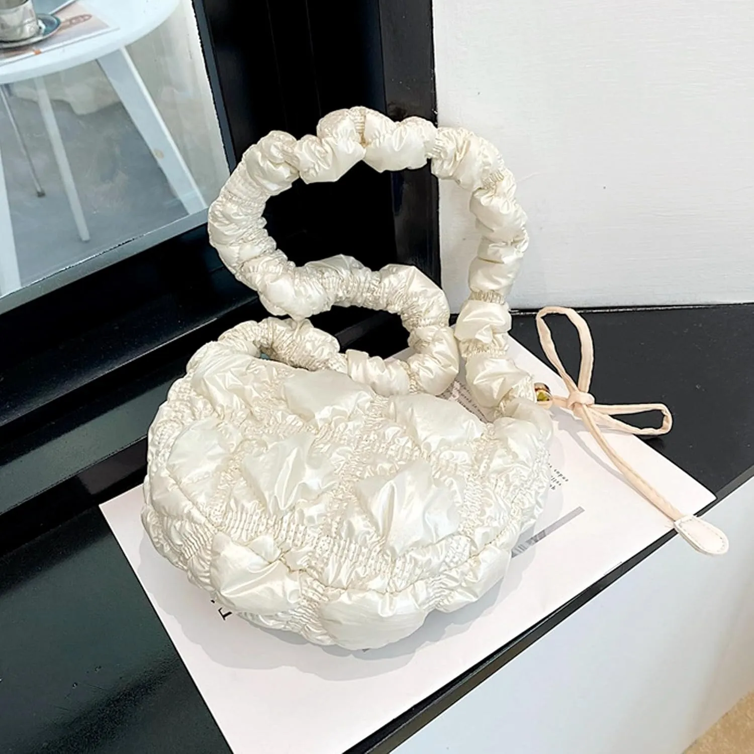 TWO KAT Metallic Quilted Shoulder Tote Purse Adjustable Strap Women, Puffer Hobo Crossbody Handbag, Lightweight Sling Bags
