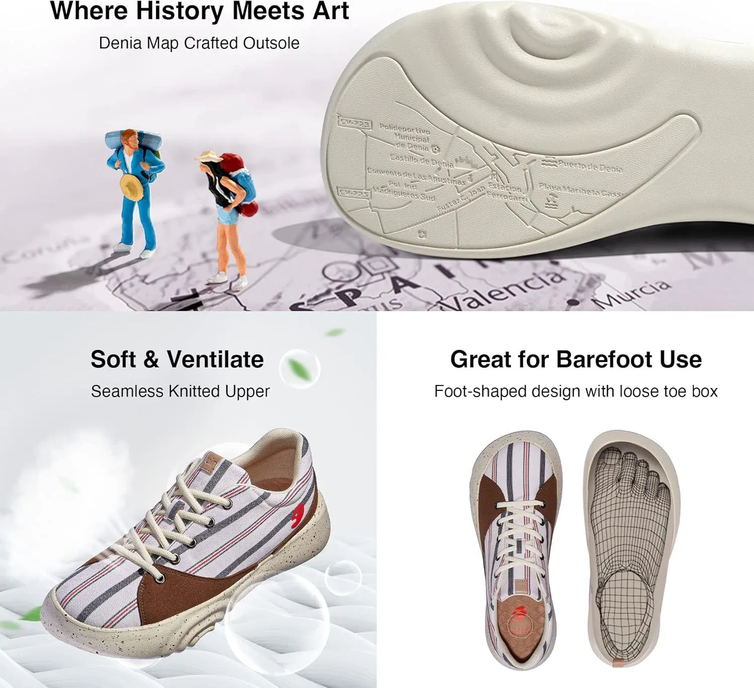 UIN Men's Walking Travel Shoes Casual Lightweight Art Painted Fashion Sneaker Denia Series