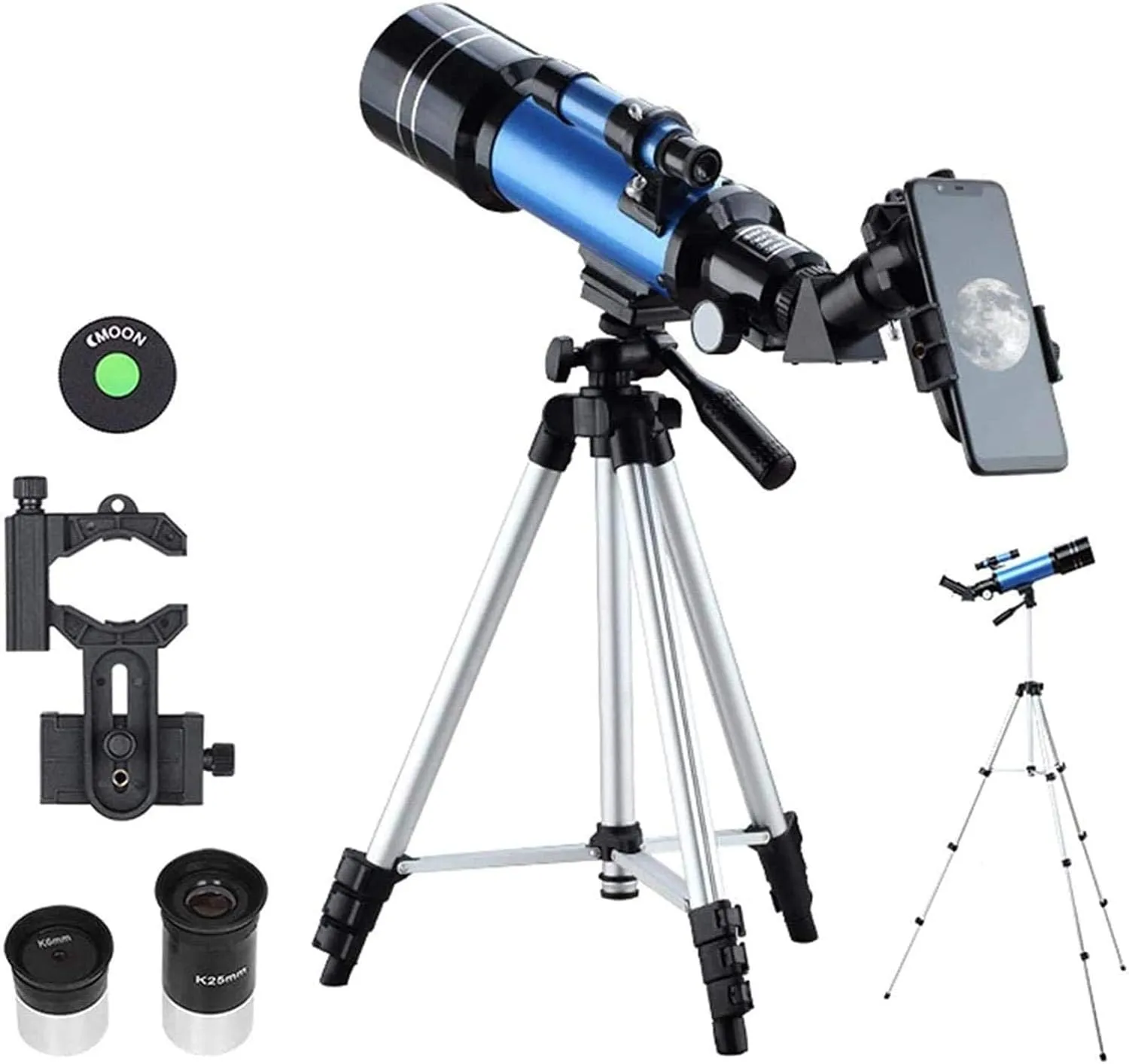 Ultra Hd,70Mm Aperture Mount Astronomical Refracting for Beginners - Travel with Carry Bag,for Indoor/Outdoor