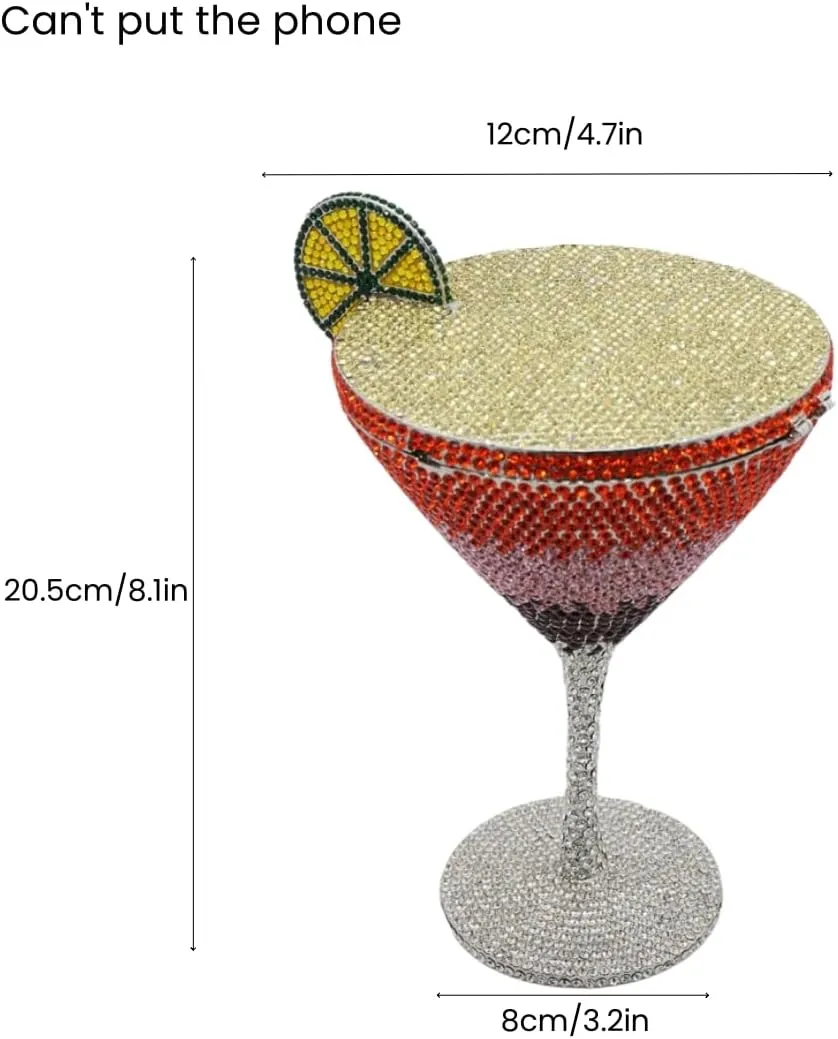 UMREN Cocktail Goblet Rhinestone Clutch for Women Unique Crystal Evening Bag Diamond Purse Wedding Party Prom Handbag