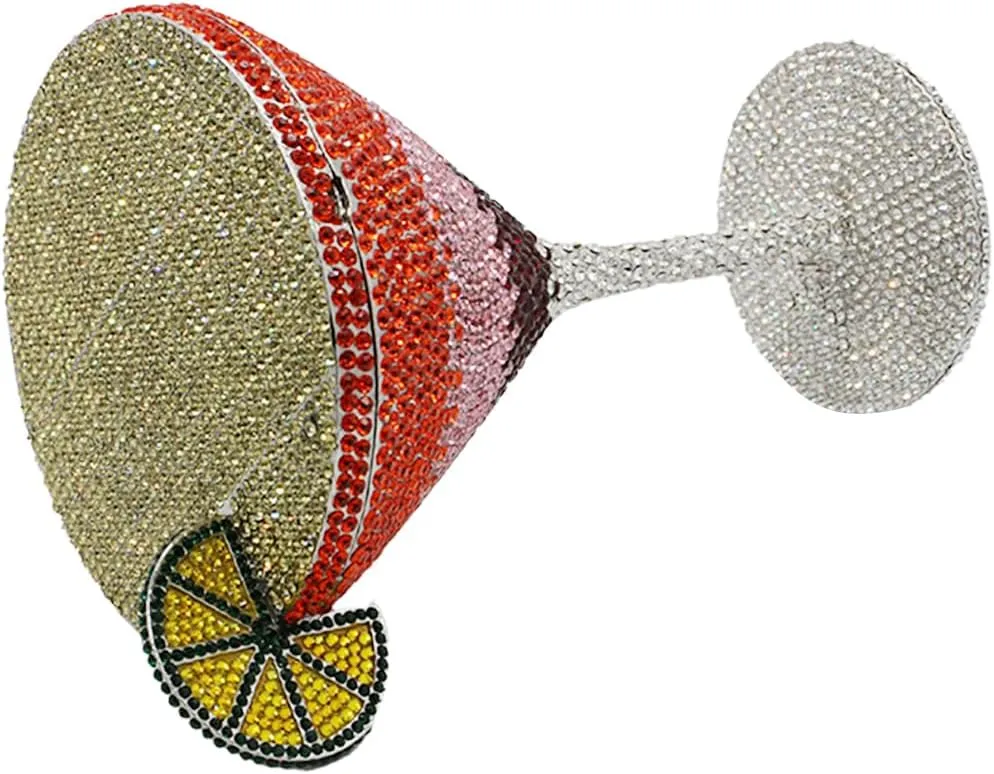 UMREN Cocktail Goblet Rhinestone Clutch for Women Unique Crystal Evening Bag Diamond Purse Wedding Party Prom Handbag