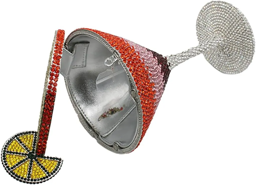 UMREN Cocktail Goblet Rhinestone Clutch for Women Unique Crystal Evening Bag Diamond Purse Wedding Party Prom Handbag