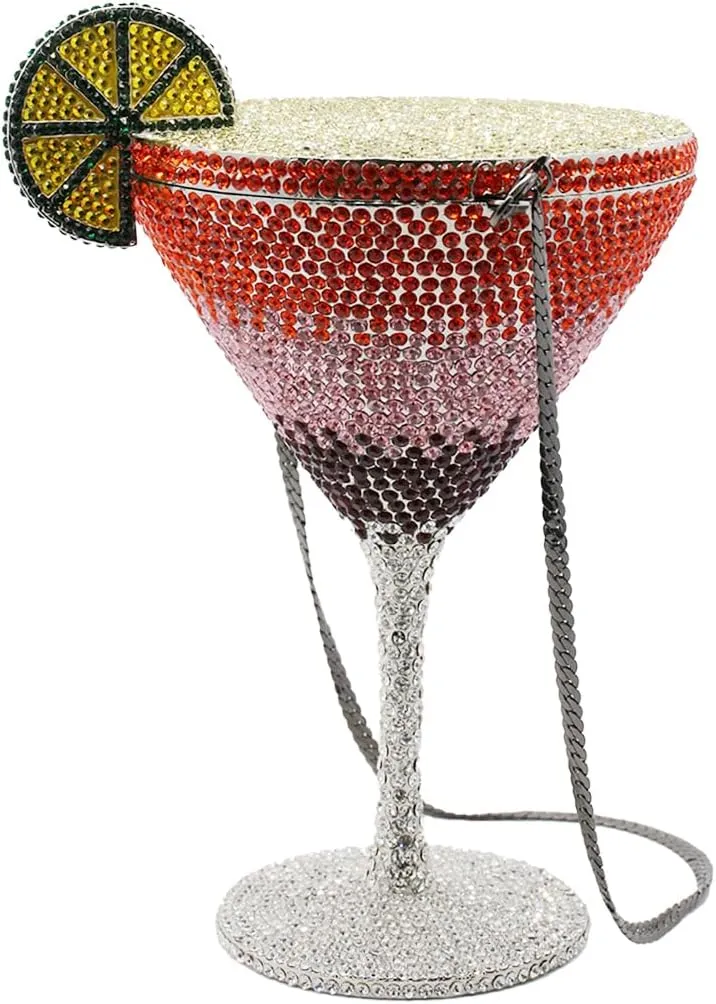 UMREN Cocktail Goblet Rhinestone Clutch for Women Unique Crystal Evening Bag Diamond Purse Wedding Party Prom Handbag
