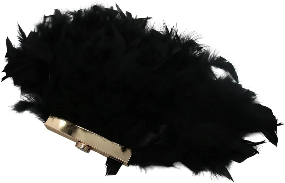 UMREN Feather Clutches Purses for Women Vintage Evening Clutch Fluffy Feather Handbag Crossbody Bag
