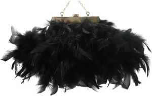 UMREN Feather Clutches Purses for Women Vintage Evening Clutch Fluffy Feather Handbag Crossbody Bag