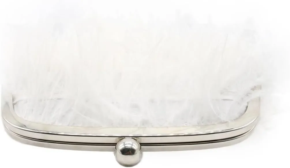 UMREN Feather Clutches Purses for Women Vintage Evening Clutch Fluffy Feather Handbag Crossbody Bag