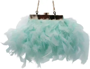 UMREN Feather Clutches Purses for Women Vintage Evening Clutch Fluffy Feather Handbag Crossbody Bag