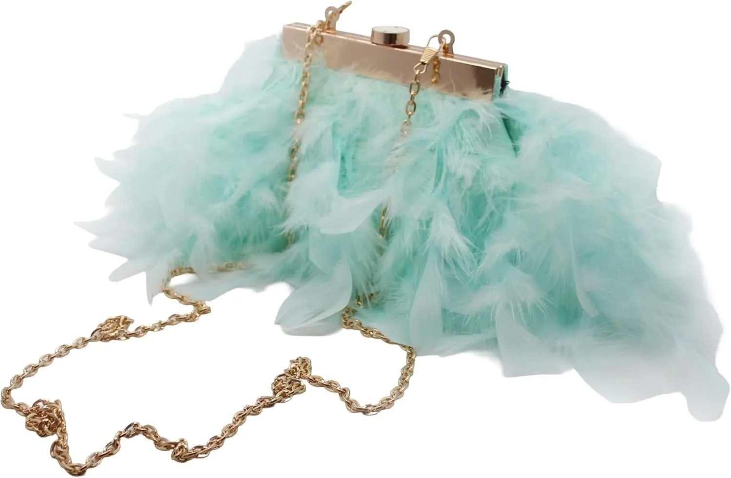 UMREN Feather Clutches Purses for Women Vintage Evening Clutch Fluffy Feather Handbag Crossbody Bag