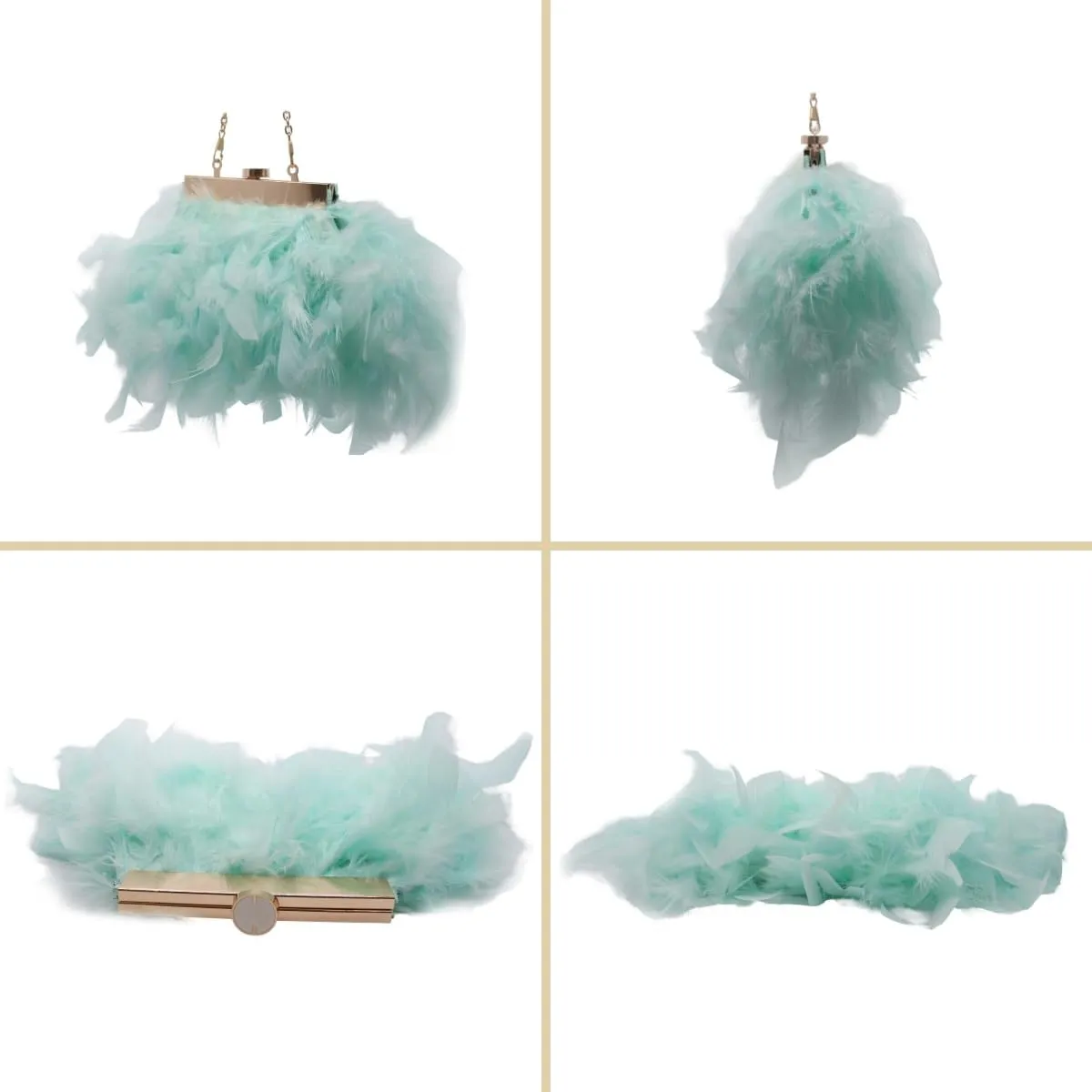 UMREN Feather Clutches Purses for Women Vintage Evening Clutch Fluffy Feather Handbag Crossbody Bag