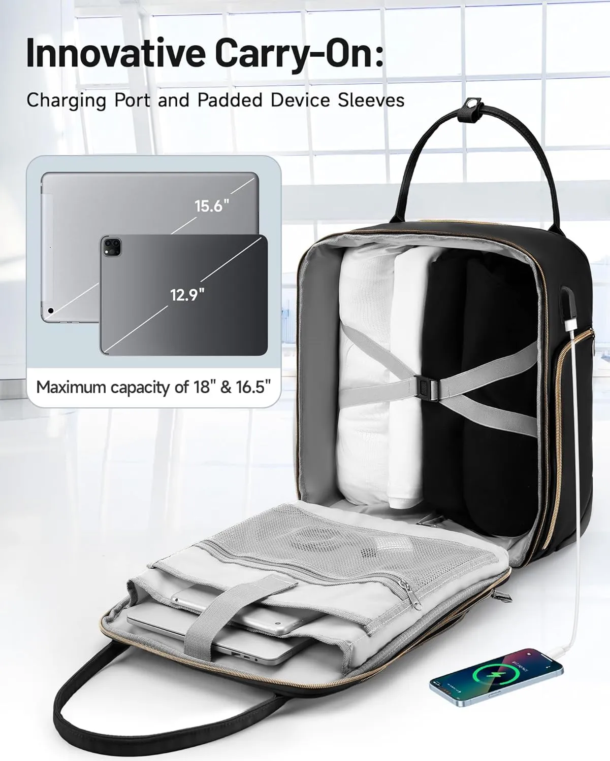 Under Seat Luggage with Wheels for Women Men, Airline Approved Underseat Carry on Luggage for Airplanes, Small Personal Item Travel Bag for Short Trip