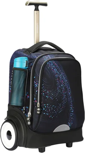 UNIKER Rolling Bag witth Wheels, 40L Water Resistant Wheeled Laptop Backpack, Silent Wheel Travel Backpack for Women Men,T5- Galaxy