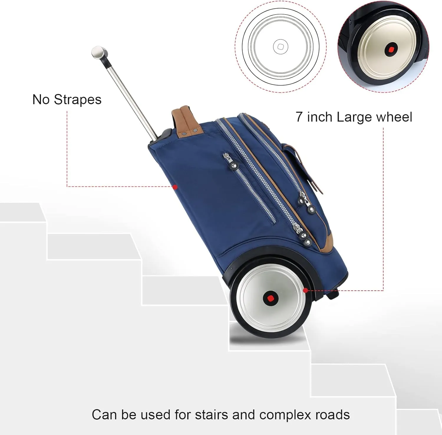 UNIKER Rolling Laptop Bag for 14 Inch Laptop,Roller Bag,Backpack with Wheels,20 Inch Wheeled Computer Bag (Blue)