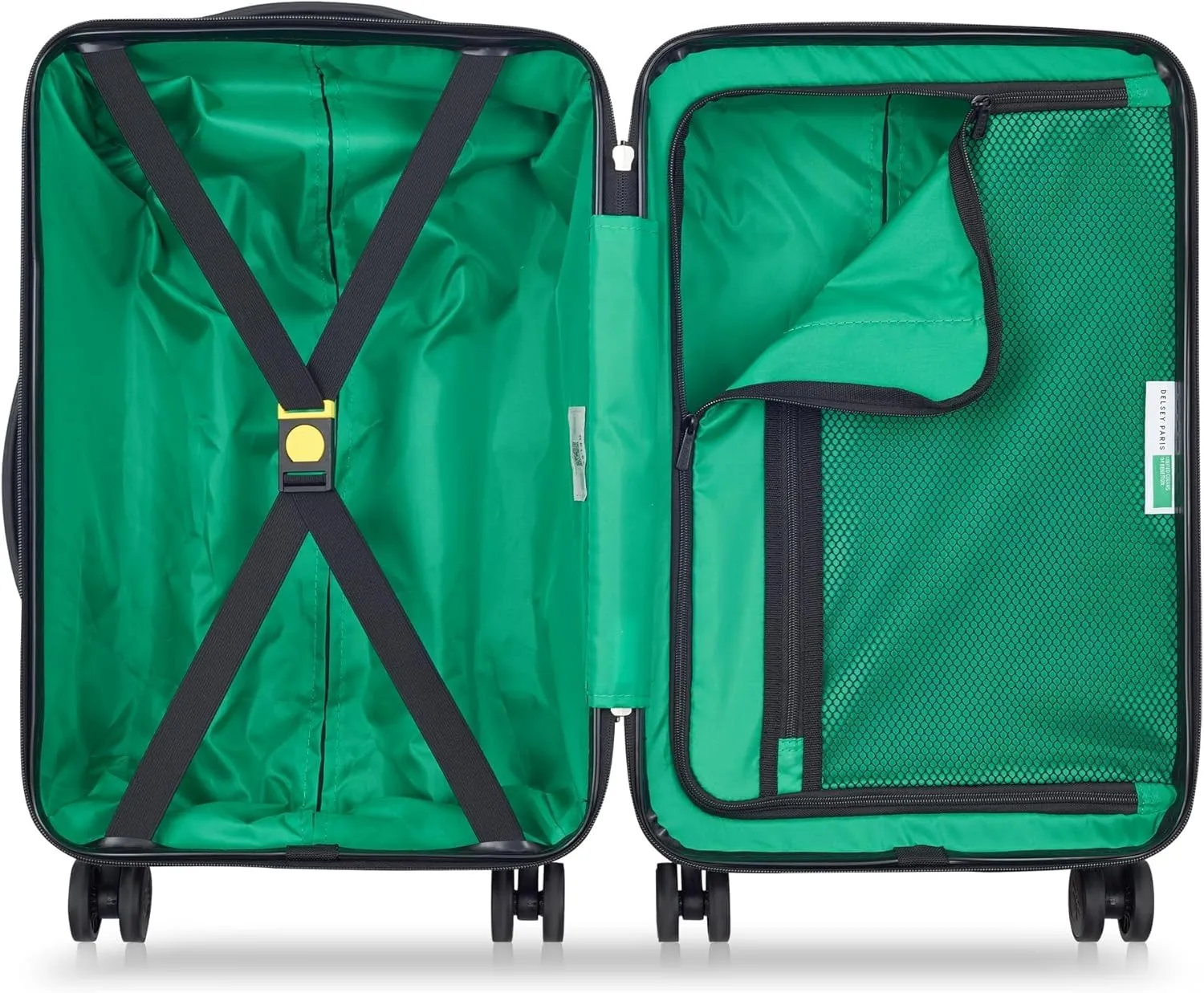 United Colors of Benetton Now Hardside Luggage with Spinner Wheels, Black, Carry-On 19 Inch