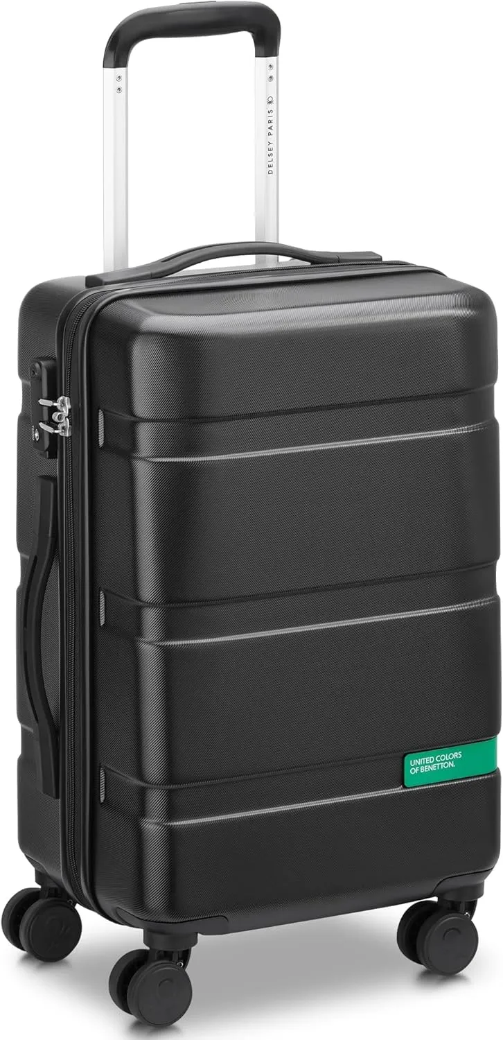 United Colors of Benetton Now Hardside Luggage with Spinner Wheels, Black, Carry-On 19 Inch