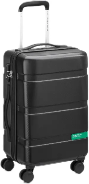 United Colors of Benetton Now Hardside Luggage with Spinner Wheels, Black, Carry-On 19 Inch