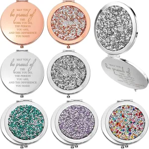 Unittype 10 Pcs Employee Appreciation Gift Inspirational Compact Mirror Women Thank You Gifts Bulk Travel Pocket Mirror for Women Graduation Secretaries Teacher Nurse CNA Week Gifts(Assorted Colors)