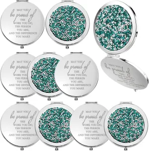 Unittype 10 Pcs Employee Appreciation Gift Inspirational Compact Mirror Women Thank You Gifts Bulk Travel Pocket Mirror for Women Graduation Secretaries Teacher Nurse CNA Week Gifts(Green)