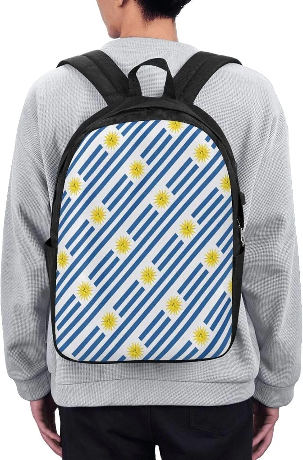 Uruguay Uruguayan Flag Laptop Backpacks Travel Backpack Casual Business Daypack Sport Rucksack Computer Bag Fits up to 17 Inch Notebook with USB Port