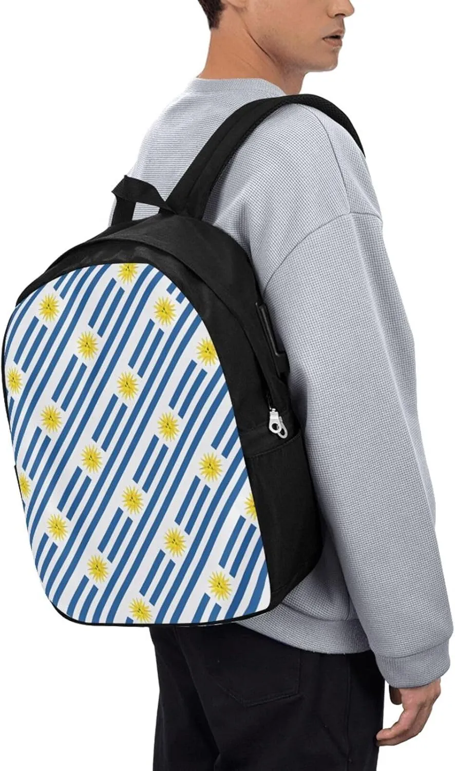 Uruguay Uruguayan Flag Laptop Backpacks Travel Backpack Casual Business Daypack Sport Rucksack Computer Bag Fits up to 17 Inch Notebook with USB Port
