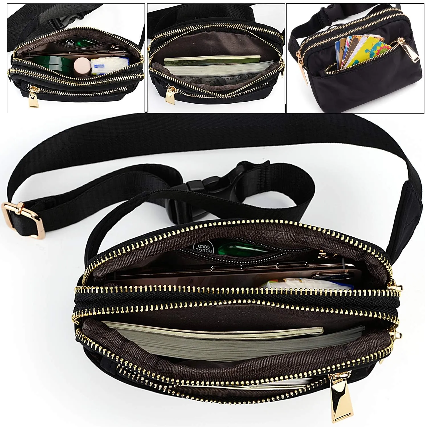 UTO Fanny Pack for Women Crossbody Trendy Fashion Belt Purse Chest Waist Hip Bumbag for Outdoor Shopping Travel Hiking