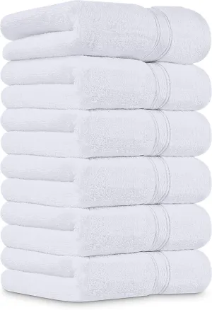 Utopia Towels 6 Pack Premium Hand Towels Set, 16 by 28 inches, 100% Ring Spun Cotton, Ultra Soft and Highly Absorbent 600GSM Towels for Bathroom, Gym, Shower, Hotel, and Spa, White