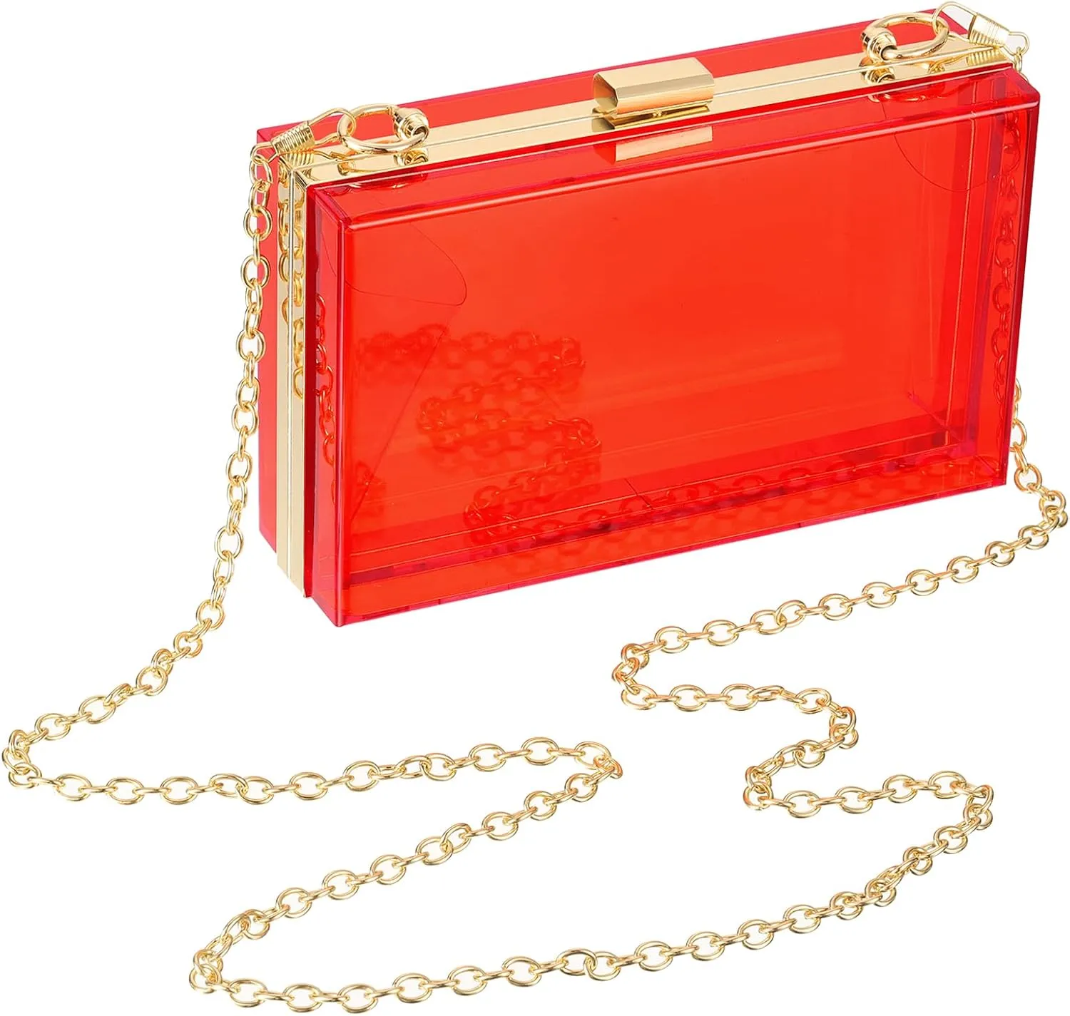 uxcell Women Acrylic Clear Clutch Purses Square Evening Handbag Crossbody Bag with Chain for Wedding Prom Party